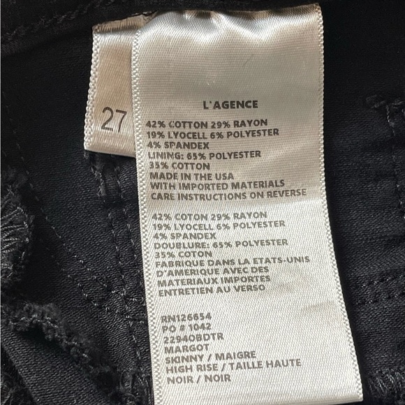 L’AGENCE MARGOT RHINESTONE STRIPED HIGH RISE CROPPED RAW HEM SKINNY JEANS SZ 27 - Picture 3 of 10